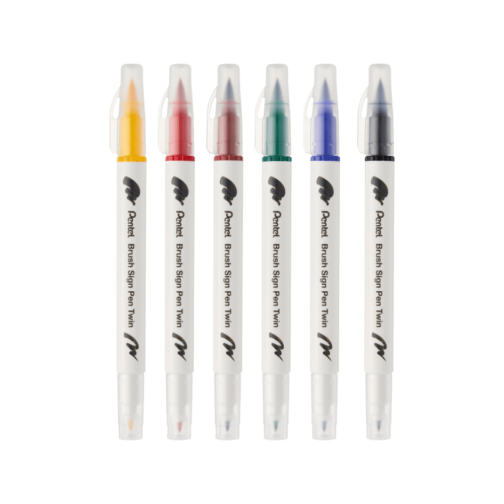 Маркер-кисть "Brush Sign pen twin", 6 шт - 3