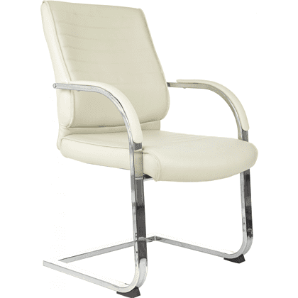 Кресло на полозьях "Бюрократ T-8010-LOW-V", экокожа, слоновая кость, металл хром