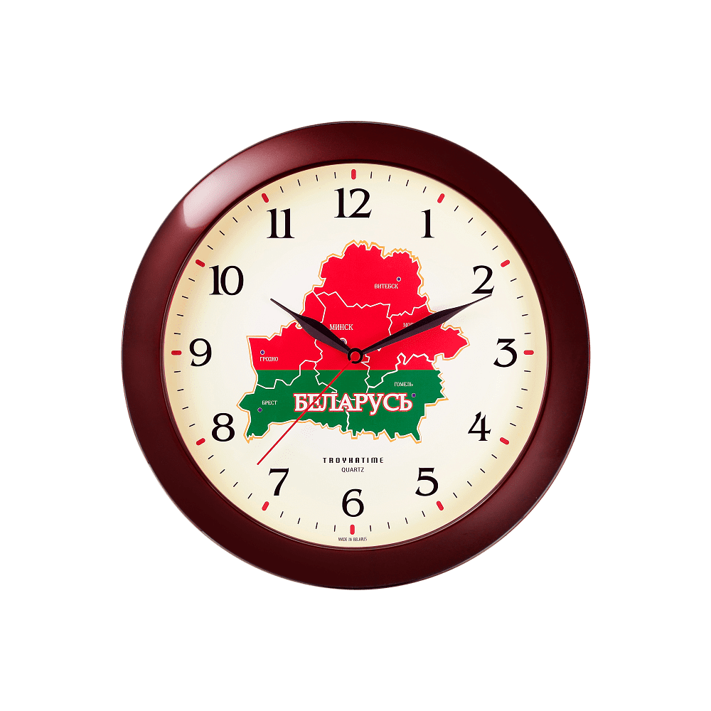 Часы настенные "984567", стекло, 290 мм, бордовый