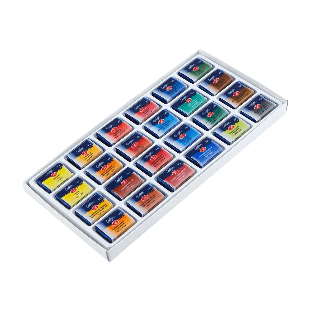 Краски акварельные "Ладога", набор 24 цветов, кюветы - 5