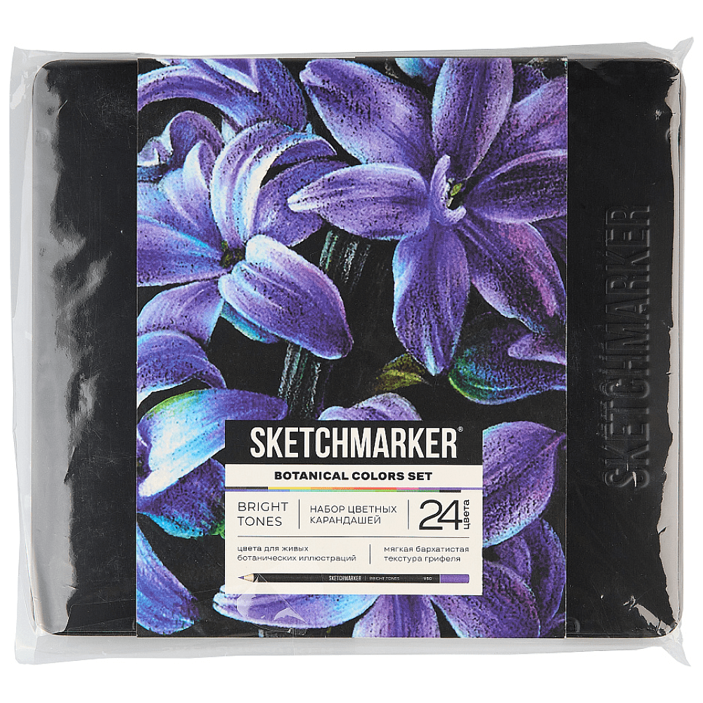 Набор карандашей цветных "Sketchmarker Ботаника", 24 цвета, в металлической коробке - 2