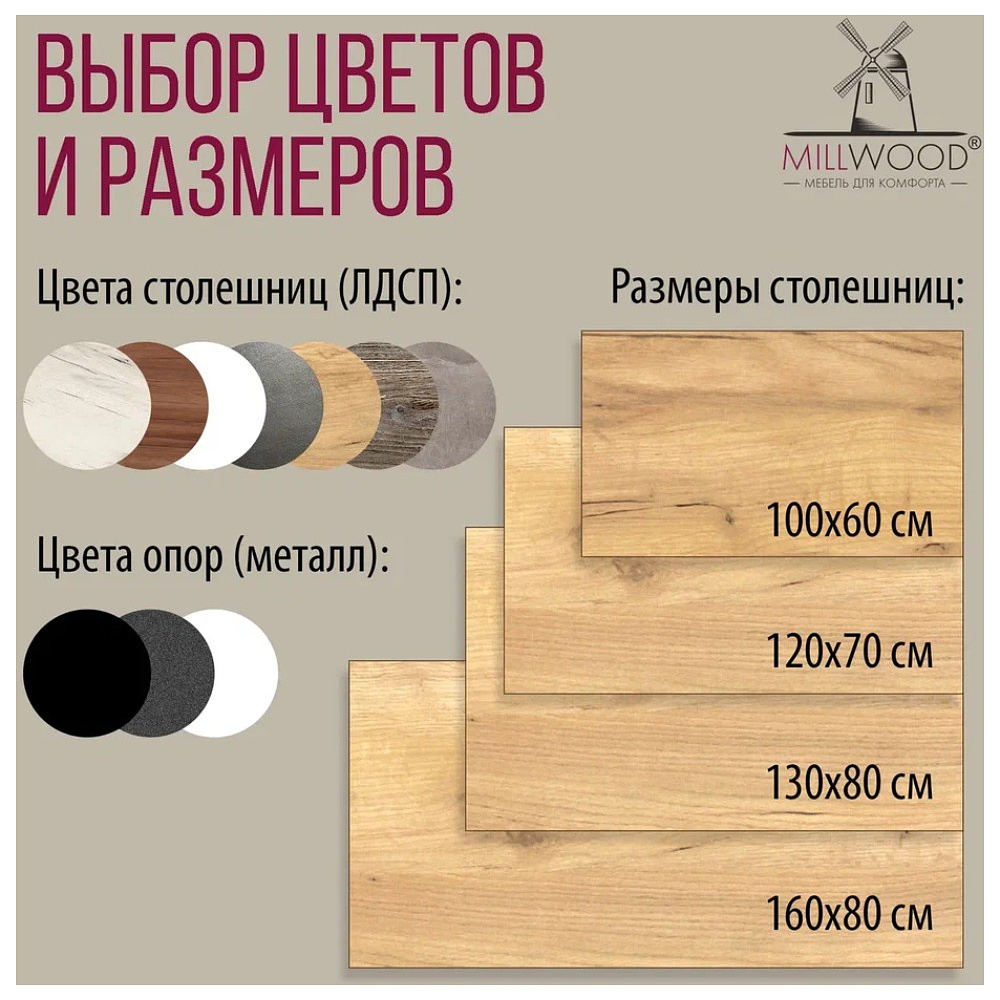 Стол Millwood Сеул, 1300х800 мм, дуб золотой крафт, белый - 10