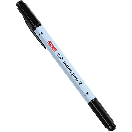 Маркер перманентный "Twin Name Pen", двусторонний, черный - 2