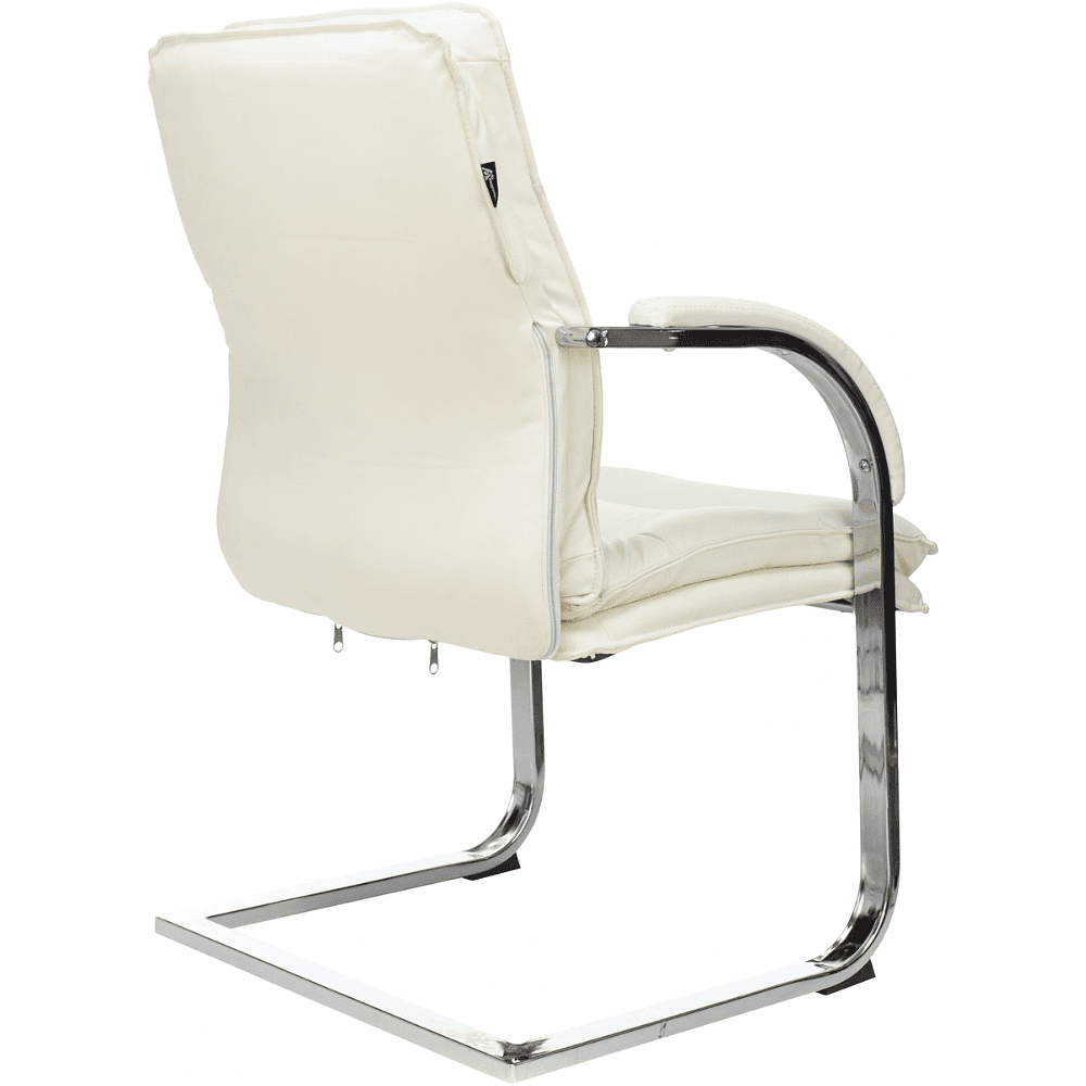 Кресло на полозьях "Бюрократ T-9927SL-LOW-V", натуральная кожа, слоновая кость, металл хром - 3