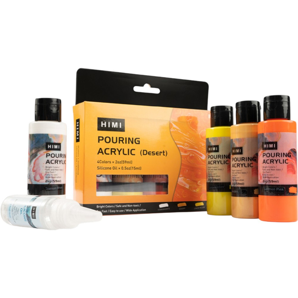Краски акриловые для пуринга "HIMI", цвета пустыни, набор из 4 цветов, бутылки
