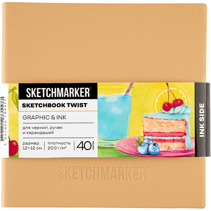 Скетчбук "Sketchmarker Graphic&Ink", 12х12 см, 100 листов, бумага кремовая, белая