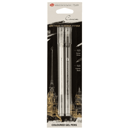 Ручка гелевая "Сонет", 0.5 мм, 2 шт., черный, белый