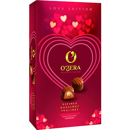 Конфеты шоколадные "O`Zera Love", 230 г, с ореховой начинкой и цельным фундуком