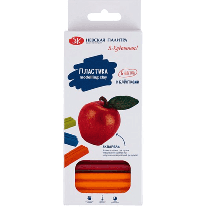 Пластика для моделирования "Я-Художник!", 6 шт., с блестками
