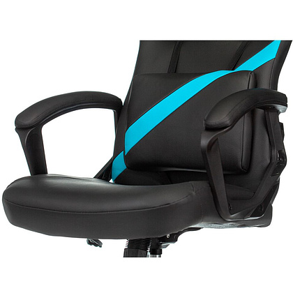 Кресло игровое "Zombie DRIVER", экокожа, пластик, черный, голубой - 8