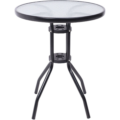 Стол садовый VERONA, 600х600х730 мм, сталь, черная, закаленное стекло 5мм - 6