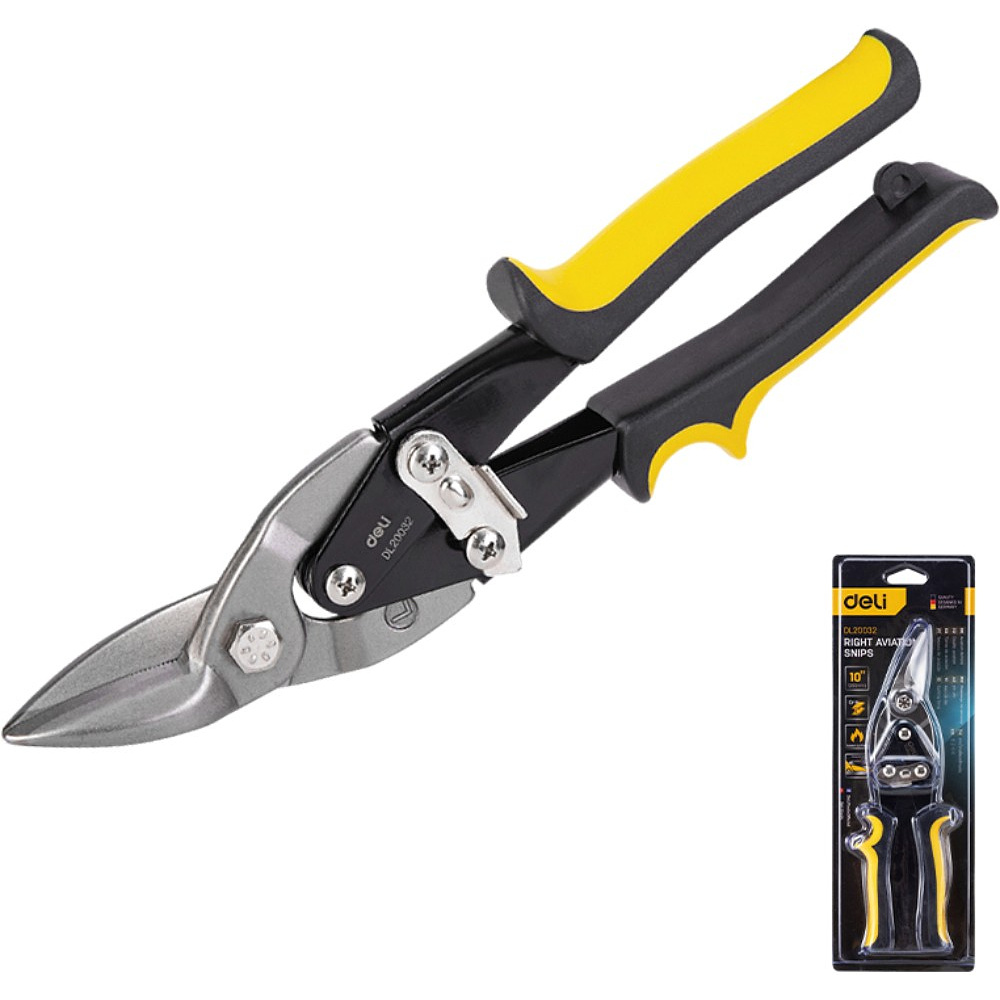 Ножницы по металлу Deli YS EDL20032, 250 мм, правый рез, черный, желтый - 2