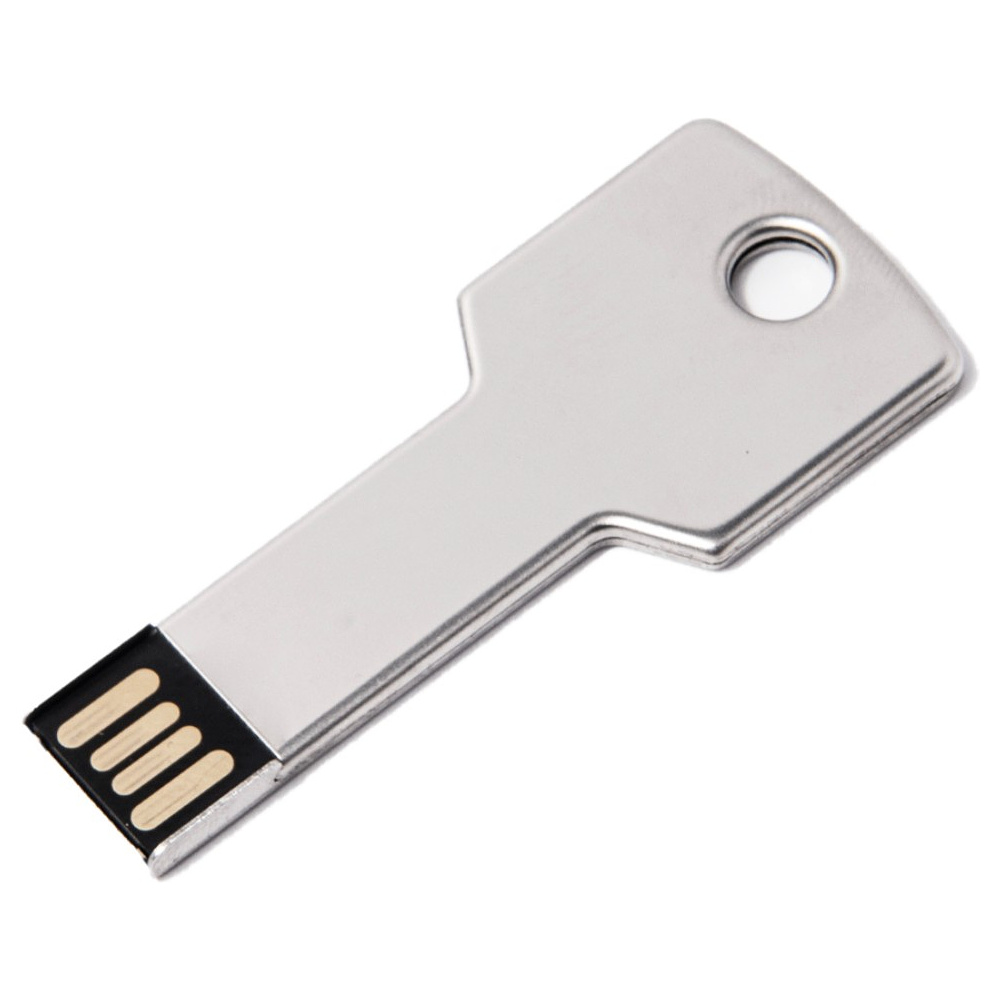 Карта памяти USB Flash 2.0 "Key", 16 Gb, металл, серебристый