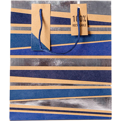 Пакет бумажный подарочный "Male stripe", 26.5x14x33 см - 4