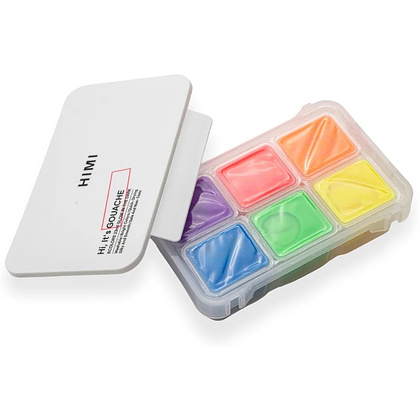 Краски гуашевые "Himi Jelly Cup.Glow in the dark. Bright color", набор 6 цветов, 23 мл., кювета, пластиковый футляр - 4