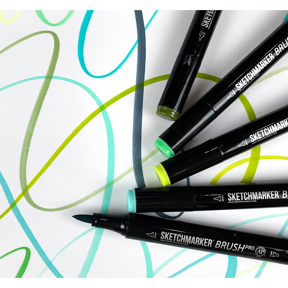 Маркер перманентный двусторонний "Sketchmarker Brush", O41 оранжевый - 5