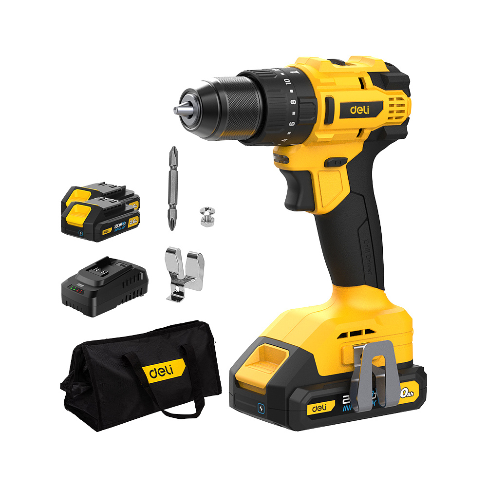 Аккумуляторная дрель-шуруповерт Deli YS EDC150 20 В, 50 Нм, 2 АКБ, 2 Ач, сумка
