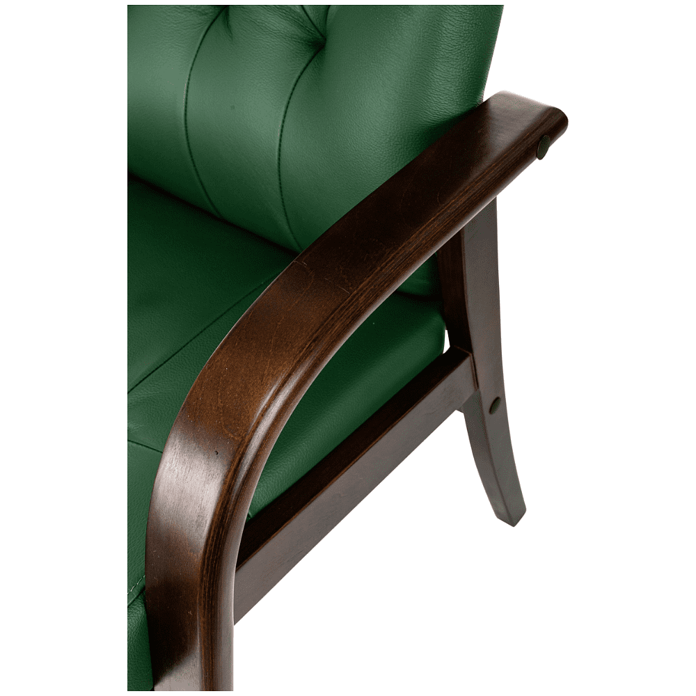 Кресло Бюрократ T-9928WALNUT-CF, натуральная  кожа, зеленый, каркас дерево  - 6