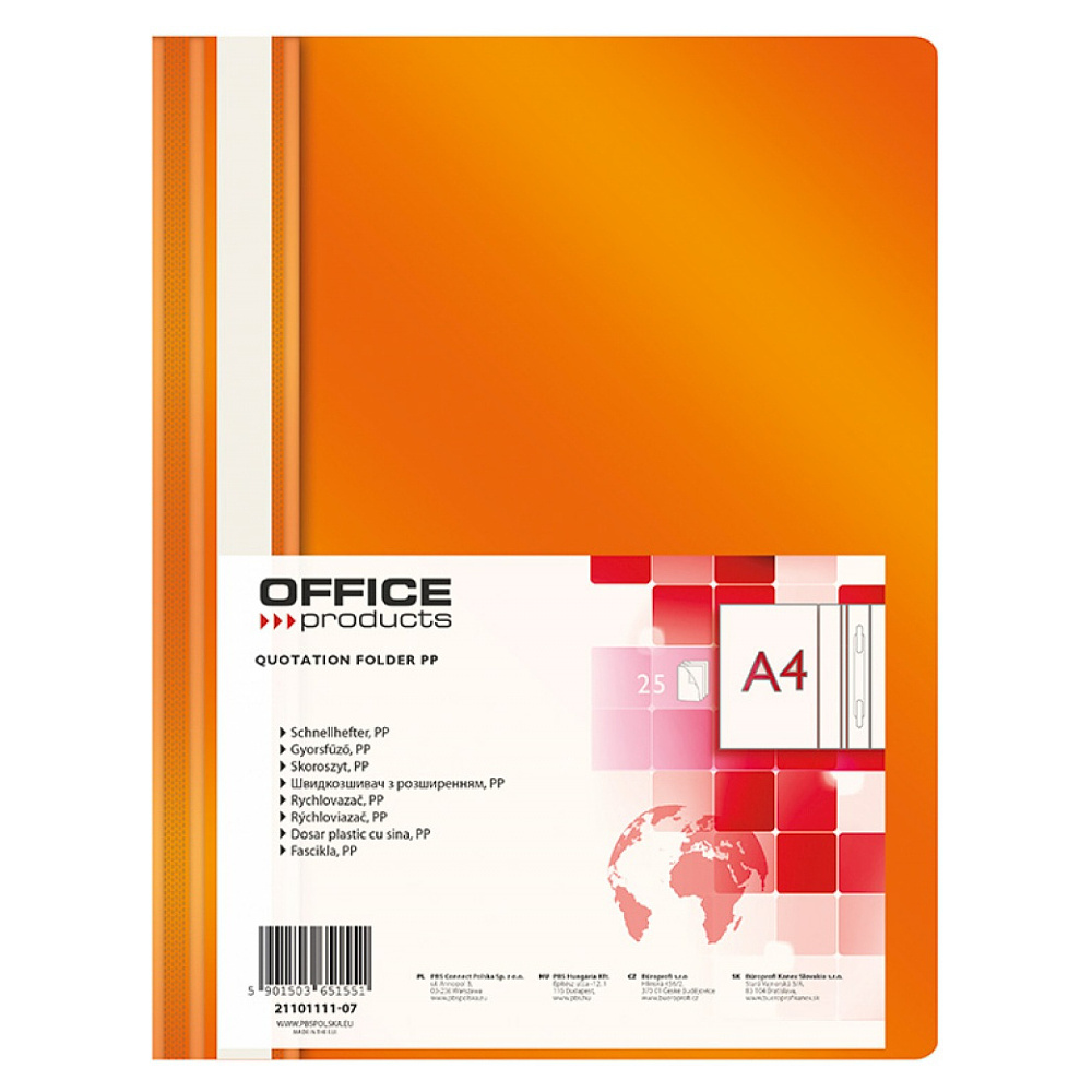 Папка-скоросшиватель "Office Products", А4, оранжевый