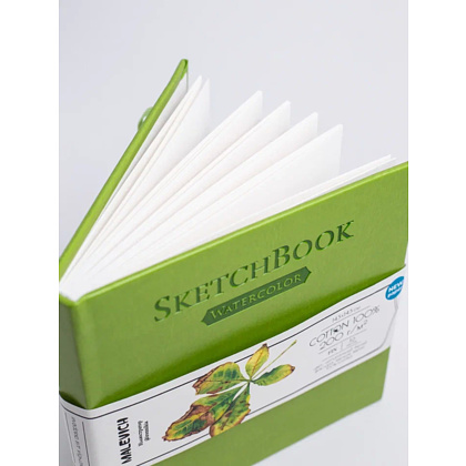 Скетчбук для акварели "Малевичъ", 14.5x14.5 см, 200 г/м2, 30 листов, салатовый - 9