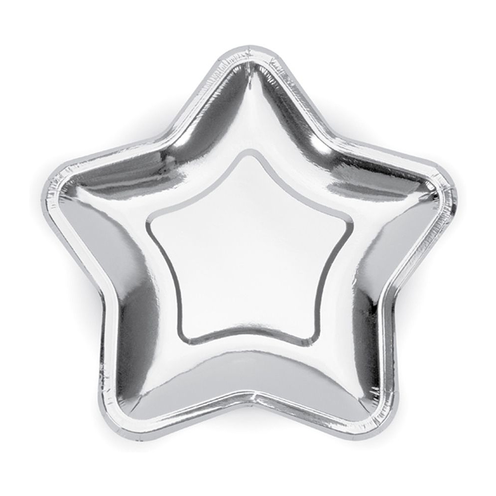 Тарелка бумажная "Star", 23 см, 6 шт, серебристый