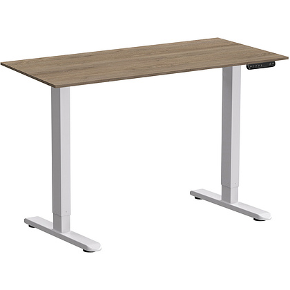 Стол с электроприводом WellDesk Prime 1300x675х18 белый/дуб денвер трюфель (9191462+9072454)