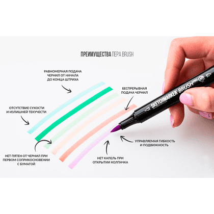 Маркер перманентный двусторонний "Sketchmarker Brush", BG21 зеленый грейфер - 8