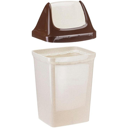 Урна для мусора 25л «СВИНГ», пластик, с крышкой, бежевый мрамор - 6