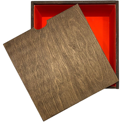 Коробка декоративная "MK-MR", 200x200x100 мм, темно-коричневый, красный