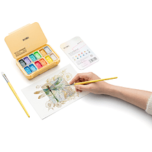 Краски гуашевые "Himi Jelly Cup. Metallic", 12 цветов, кювета, пластиковый футляр