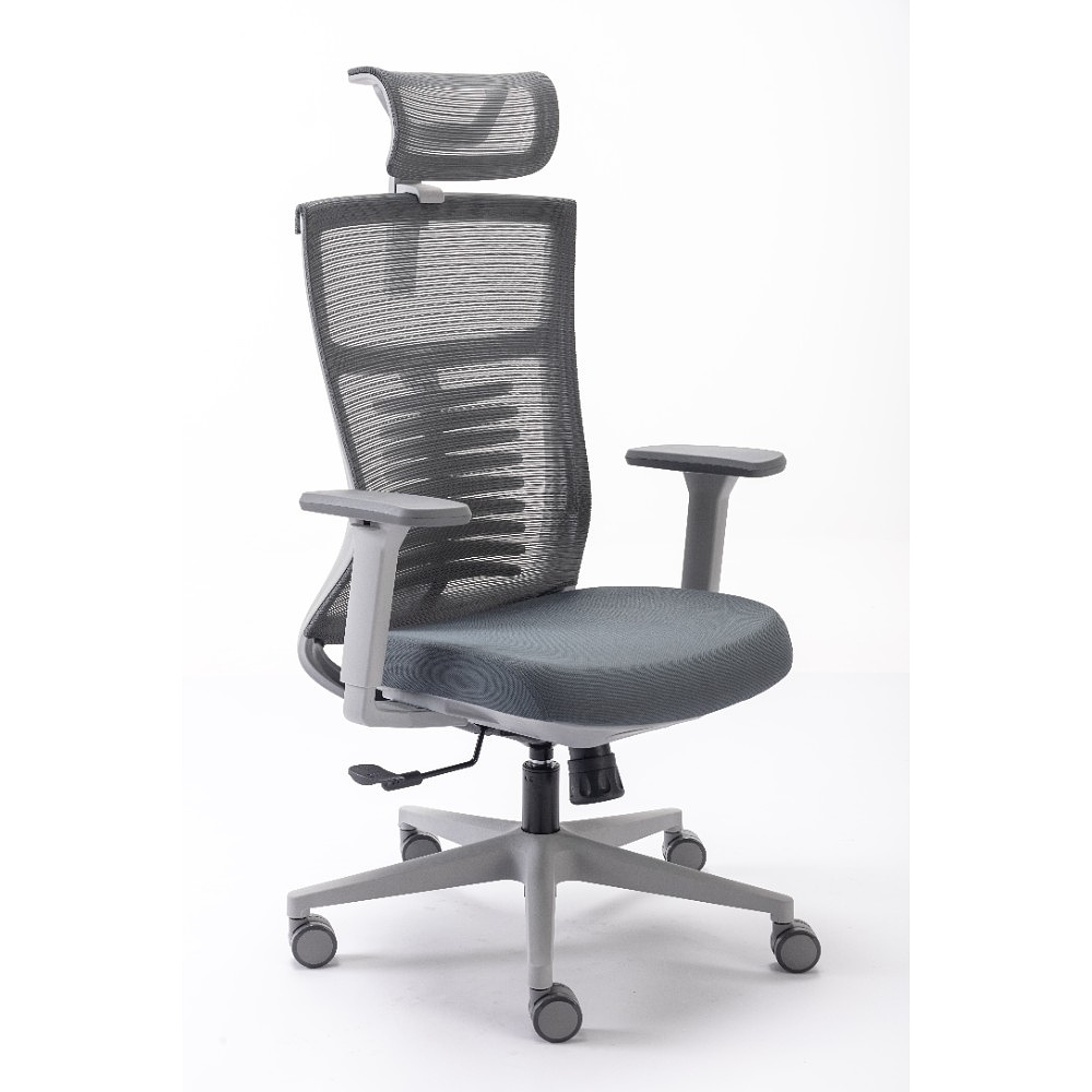 Кресло для руководителя EVOLUTION "FISHBONES", ткань, сетка, пластик, серый - 3