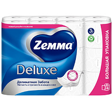 Бумага туалетная Zemma Deluxe, 24 рулона, 3 слоя, белый