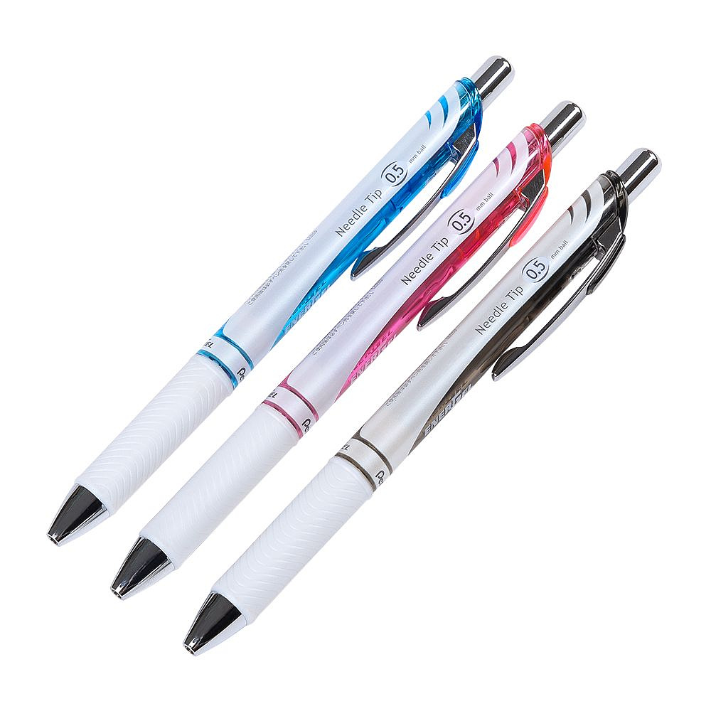 Ручка-роллер "Ener Gel BLN75W", 0.5 мм, белый, черный, стерж. черный - 2