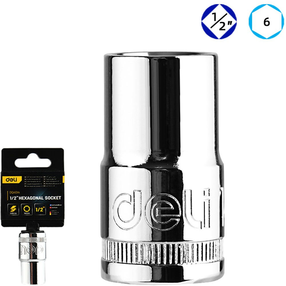 Головка торцевая шестигранная Deli YS EDQ4014 1/2", 14 мм, серебристый - 2