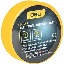 Изолента ПВХ "Deli",130 мкм, желтый