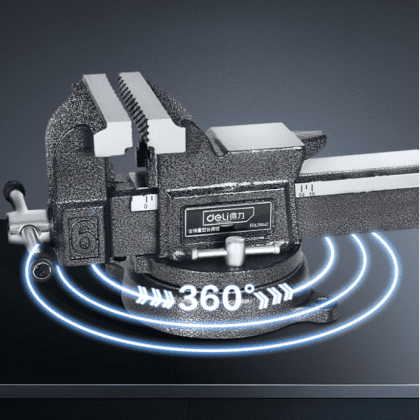 Тиски стальные Deli YS EDL2904Z, поворотные, с наковальней, 4"-100 мм - 4