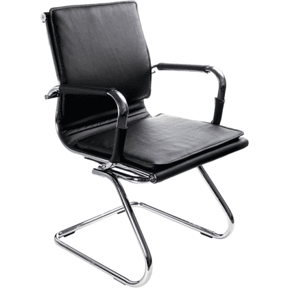 Кресло на полозьях "Бюрократ Ch-993-Low-V", экокожа, черный, металл хром