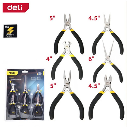 Набор мини-плоскогубцев Deli YS EDL103205-6, 6 шт., желтый, черный - 2
