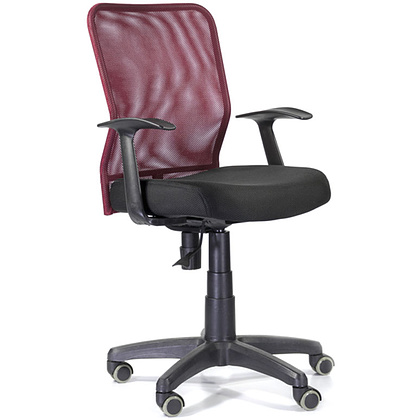 Кресло для персонала CH-320 Энтер "Т-01 CP E13-К/E11-К", ткань, пластик, бордовый, черный