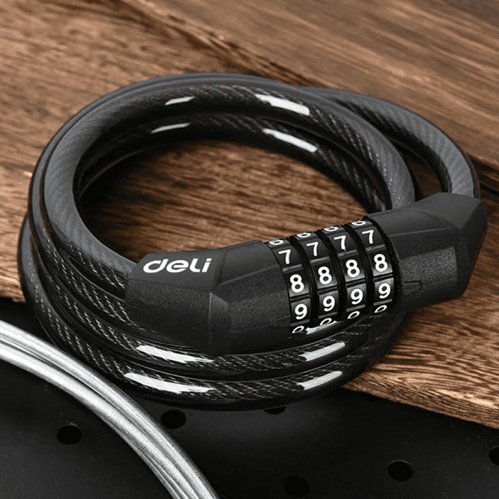 Замок тросовый велосипедный Deli YS EDL508051, 10 x 1200 мм, кодовый - 3