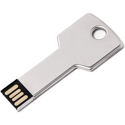 Карта памяти USB Flash 2.0 "Key", 16 Gb, металл, серебристый