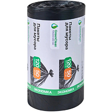 Мешки для мусора GreenClean Экономка, ПНД, 20 мкм, 65х100 см, 120 л, 50 шт/рулон, черный
