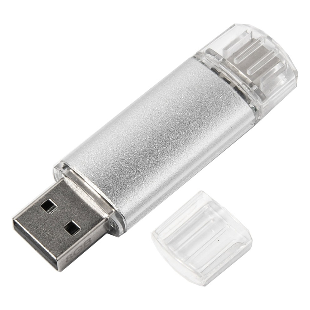 Карта памяти USB Flash 2.0 "Assorti", 16 Gb, OTG/Type-C, серебристый - 2