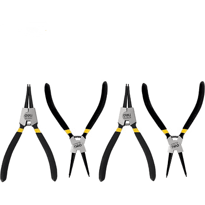 Съемники стопорных колец Deli YS EDL20521-4, 180 мм., набор 4 шт., желтый, черный