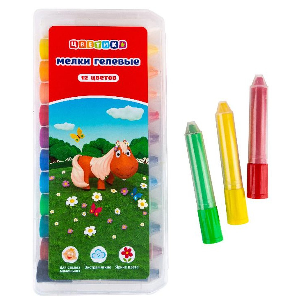 Мелки гелевые "Цветик", 12 шт.  - 2