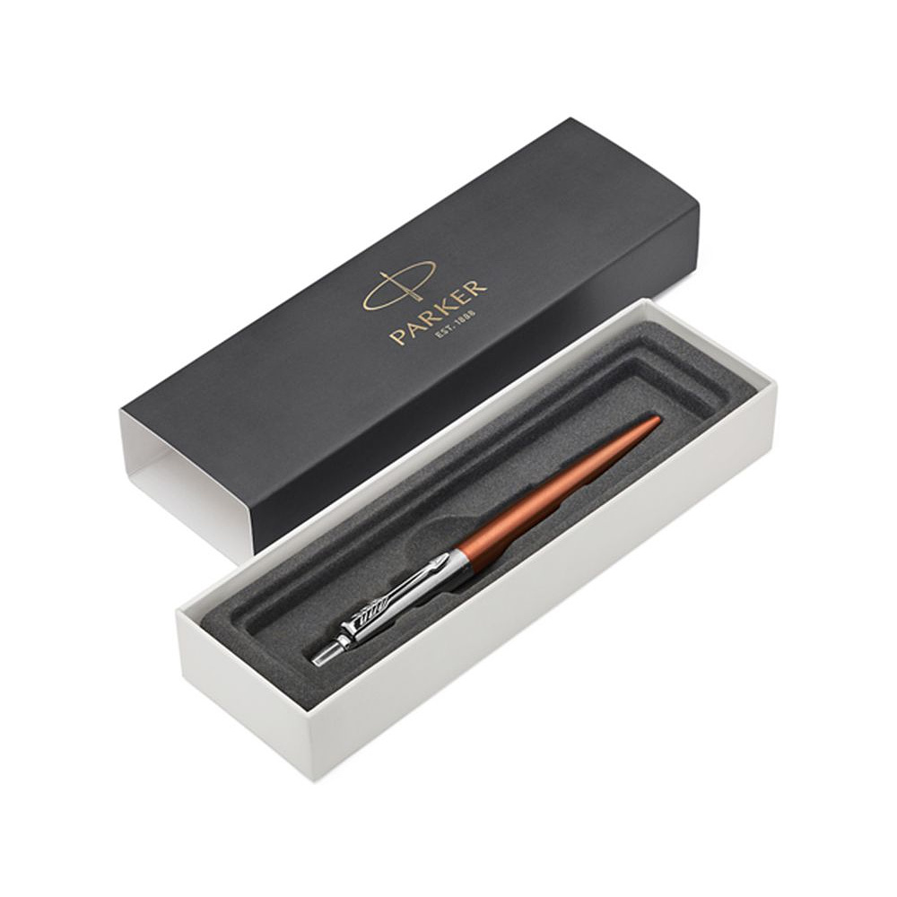 Ручка шариковая автоматическая "Parker Jotter Chelsea Orange CT", 0.7 мм, оранжевый, серебристый, стерж. синий - 3