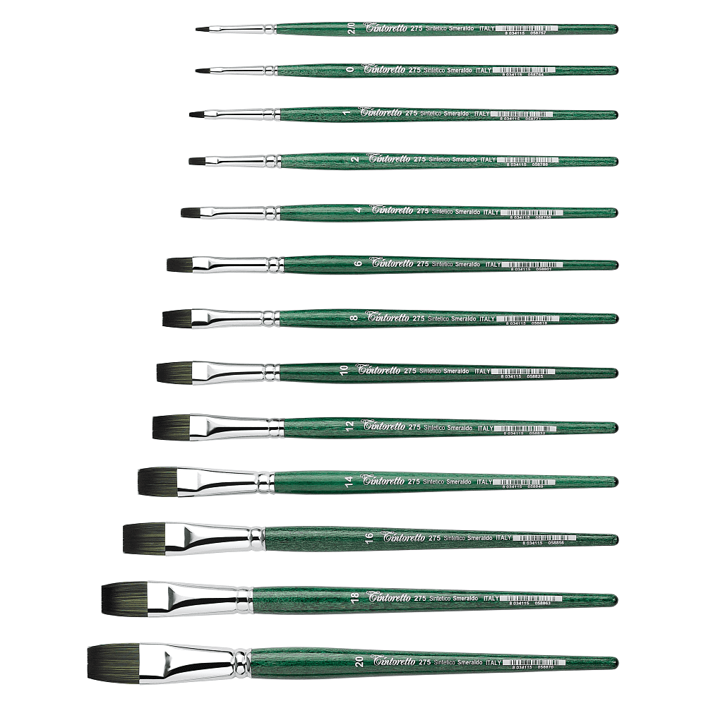 Кисть для рисования "Tintoretto Emerald", синтетика, плоская, №12 - 2