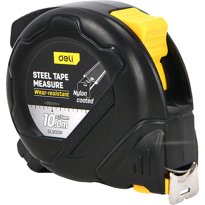 Рулетка "Deli 9010P", 10 м, черный, желтый