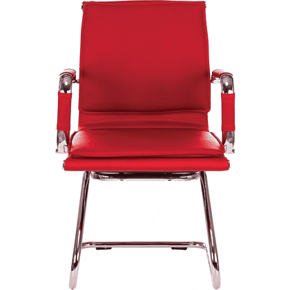 Кресло на полозьях "Бюрократ Ch-993-Low-V", экокожа, красный, металл хром - 2