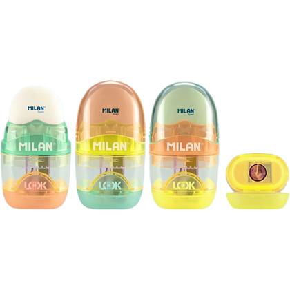 Ластик-точилка Milan "Capsule New Look", контейнером, 1 отверстие, ассорти